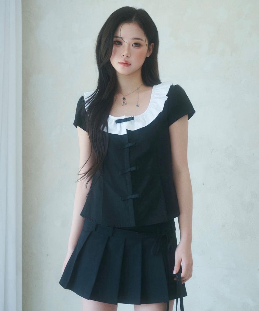 NEWALRIN Bebe Ribbon Frill Blouse(3Colors)