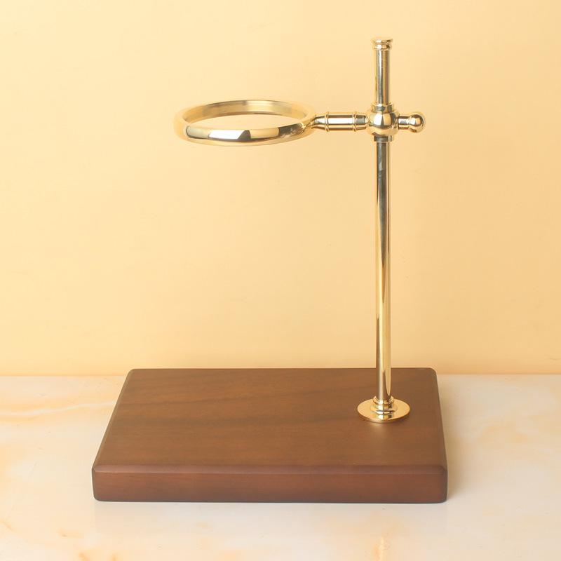 Adjustable Brass & Solid Wood Coffee Drip Rack with Japanese Filter Cup Holder