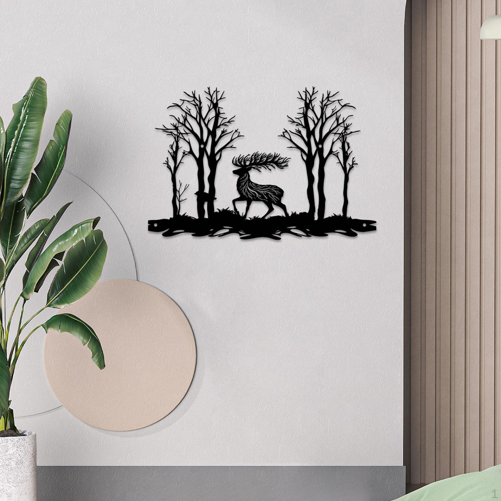 

Elk Metal Wall Art Decor,Deer Hanging Sign Decoration Gift Display Artwork Silhouette for Dining