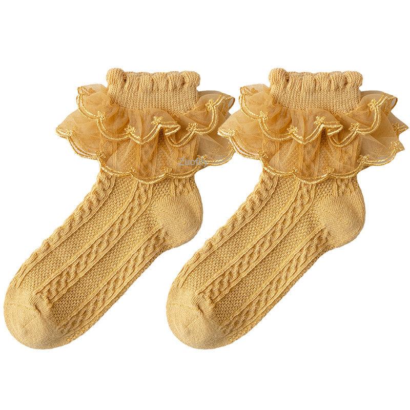 2-9Y Baby Spring Lace Ruffle Socks Children Cotton Autumn Girls Dance Socks Cute Toddler Socks Princess Style Baby Accessories