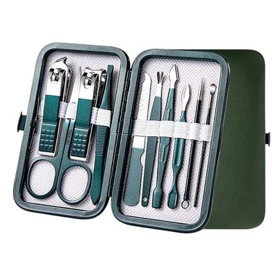 10 Piece Set of Dark Green Nail Clippers, Nail Clippers for Removing Dead Skin, Eyebrow Trimmer