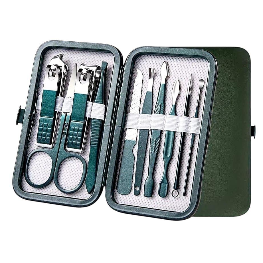 Набор из 10 предметов темно-зеленых кусачек для ногтей, кусачки для удаления омертвевшей кожи, триммер для бровей