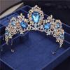Barokk Nydelig Crystal Brude Tiaraer Dronning Krone Hodeplagg Prinsesse Brud Diadem Ball Bryllup Hår Smykker konkurranse