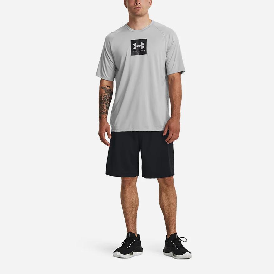 Under Armour Logo Print Crew Neck Short Sleeve T-Shirt Men Tops Cool-Gray 1380785-011