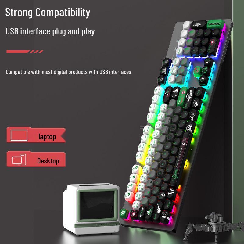 Custom Hot-Swappable Wired Mechanical Gaming Keyboard for Girls - Silent E-Sports Office/Desktop Use
