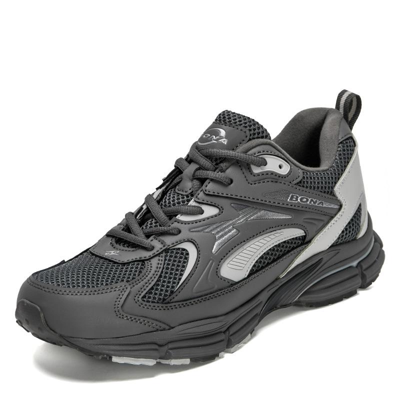 

BONA Новые дизайнерские популярные кожаные мужские кроссовки Уличная повседневная обувь Модная мужская обувь для отдыха Мягкая обувь для ходьбы 43 серый