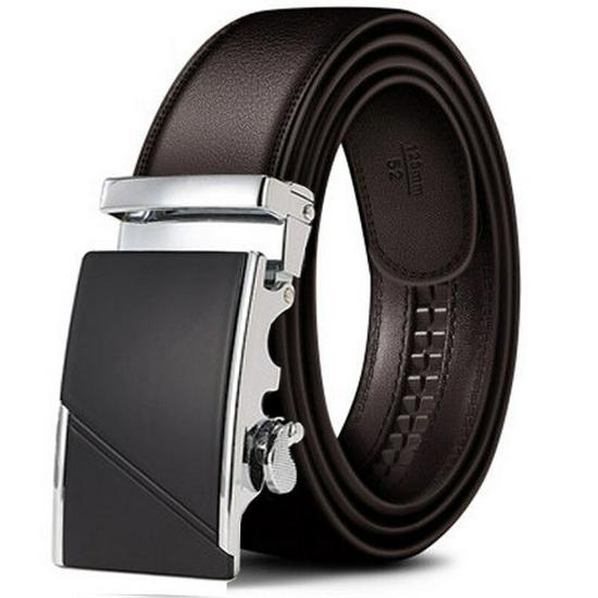 Men's Extra Long Khaki Leather Belt with Automatic Buckle - 140-150cm Casual Business Cowhide Waist Belt