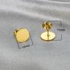 1 Pair Korean Women's Simple Earring Gold Color Stainless Steel Geometric Round Charm Pendent Stud Earrings For Women Jewelry