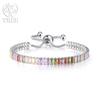 Edele 925 Sterling Zilveren Armband Ketting Luxe Kleur Kristal Hand Sieraden Voor Vrouwen Charme Bruiloft Cadeau Feest 18cm