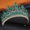 Elegant High Opal Pink Crown Royal Queen Tiaras and Crowns Wedding Hair Jewelry Party Prom Diadem Pageant Headdress Bridal