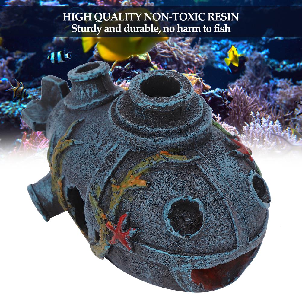Resin Aquarium Artificial Simulation Shipwreck Cave Decoration Hide House Fish Tank Landscape Ornament