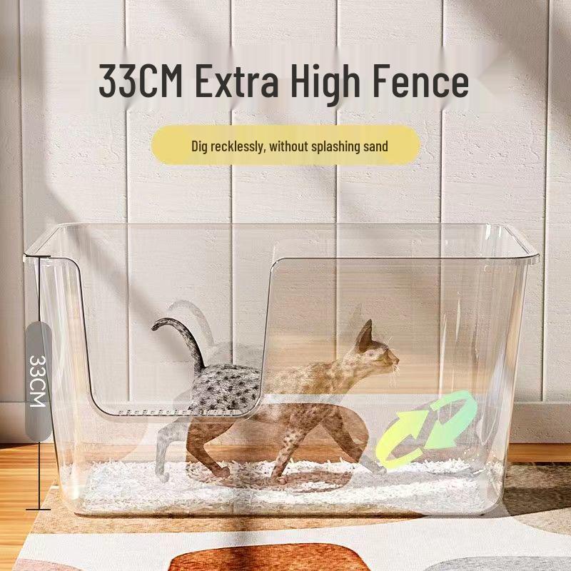 Extra-Large Semi-Enclosed Cat Litter Box - Anti-Splash, Spacious Design