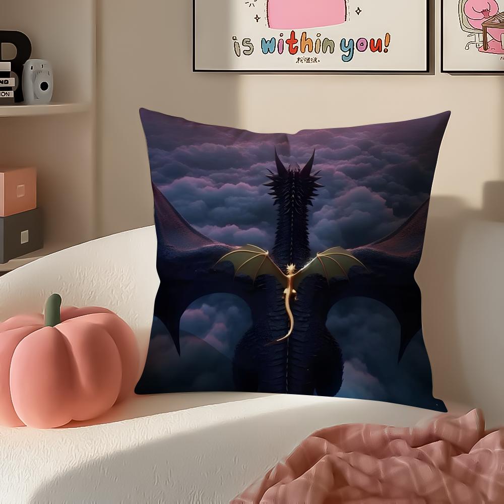 Epic Fantasy Fictional FFourth WWing Dragon Cushion Cover Pillowcase Short Plush Invisible Zipper Room Sofa Cushion Cover