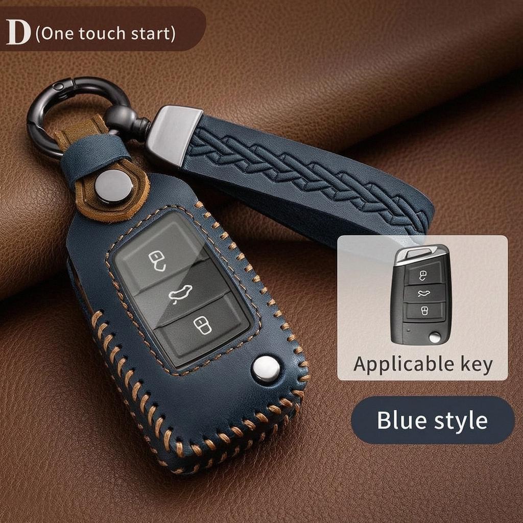 Leather Key Fob Case For Vw Volkswagen Tiguan L Touareg Teramont Tayron T-Roc Magotan B8 Phideon Cc Key Cover Protector Shell