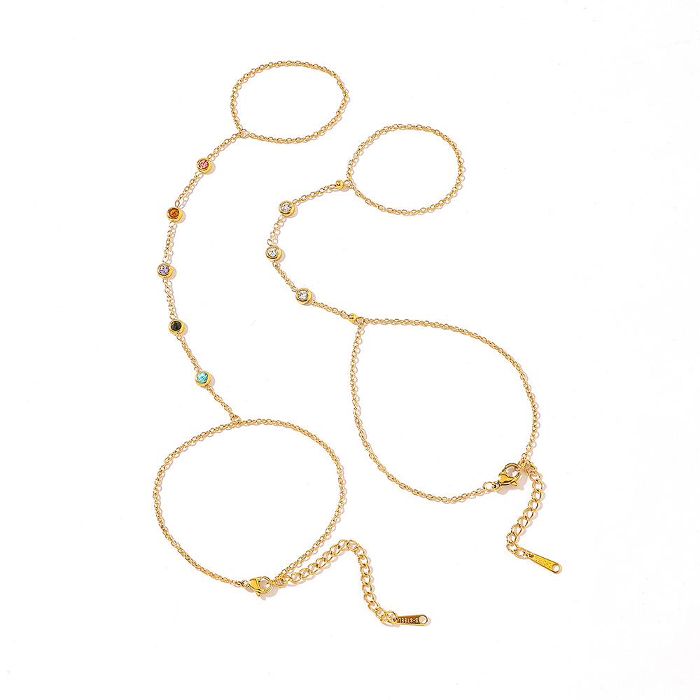 Yingtai 18k Gold Polierter Edelstahl Titanstahl Damen Fingerkette
