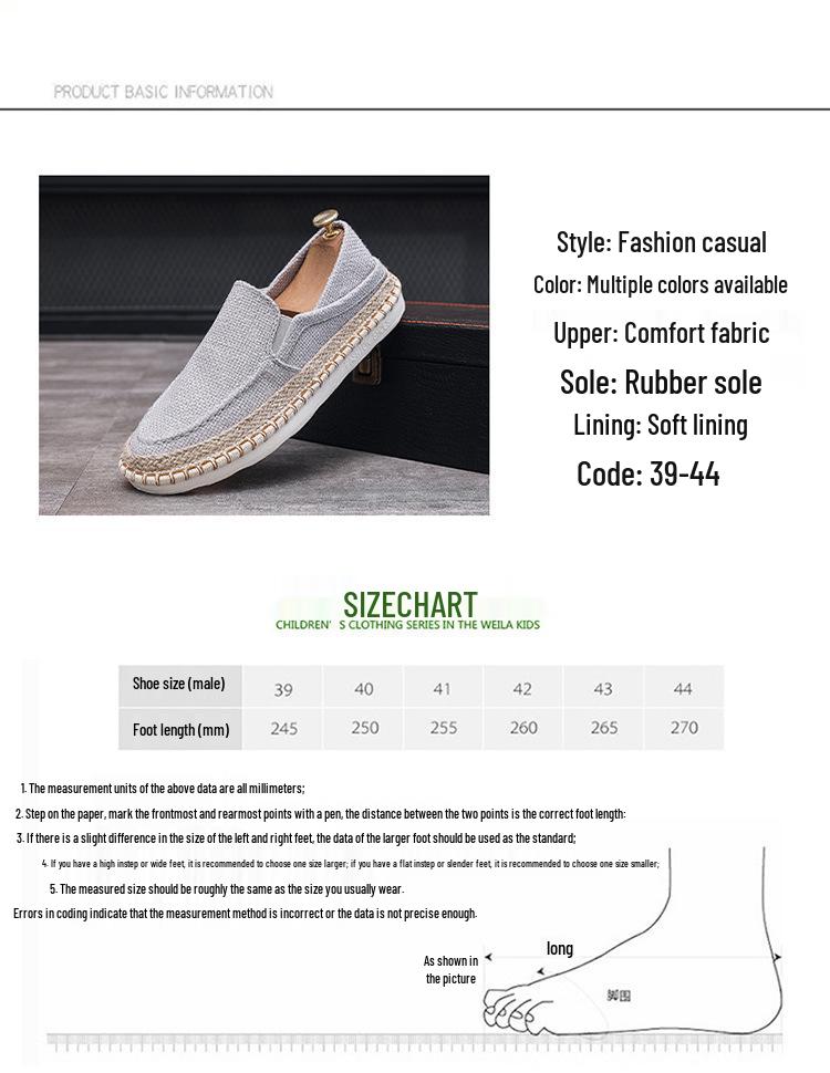 2025 Men's Casual Slip-On Canvas Shoes: Trendy Fisherman Style, Breathable, Two-Way Wear