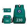 Squid Student Game Backpack Korean Game Laptop Backpack Shoulder Bag Pen Pouch Squid Day Pack for College High School Teen
