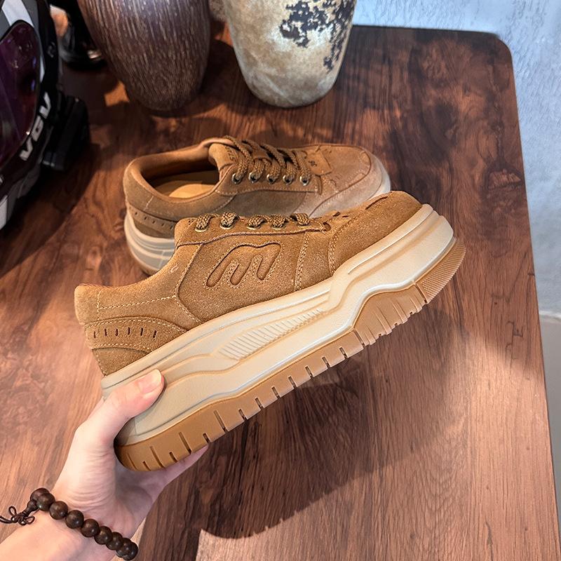Absorbent Film Bottom First Layer Cowhide Little White Shoes Women's 2025 Autumn New Thick-soled Heightening Shoes Women's Light Luxury High-end W