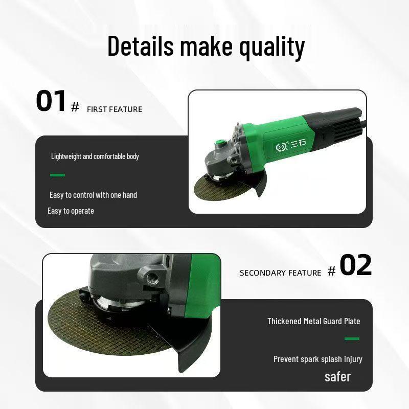 Three Stones 220V Electric Angle Grinder: Multi-functional Cutting, Polishing, and Grinding Tool