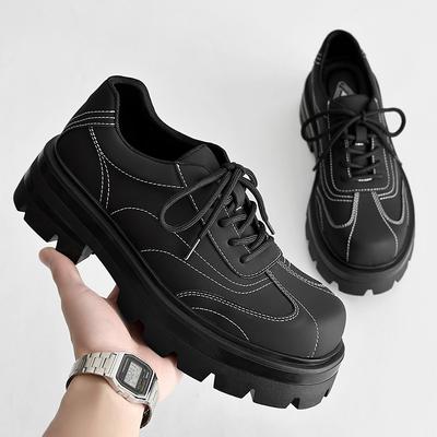 Fashion Autumn New Streetwear Fashion Business Casual Thick Platform Increase 6CM Leather Wedding Shoes Harajuku Korean Fashion Shoes