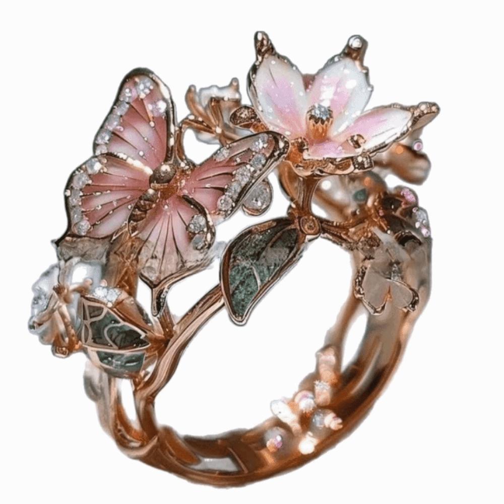 

Light Luxury Opening Finger Ring Elegant Finger Jewelry Colorful Butterfly Ring Girls