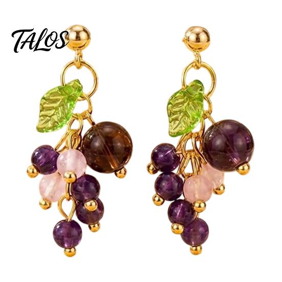 Summer Aesthetic Jewelry 1 Pair Grape Earring for Women, Cute Fruit Dangle Drop Earrings, Unique Shaped Earrings 3D Purple Gifts Party Everyday