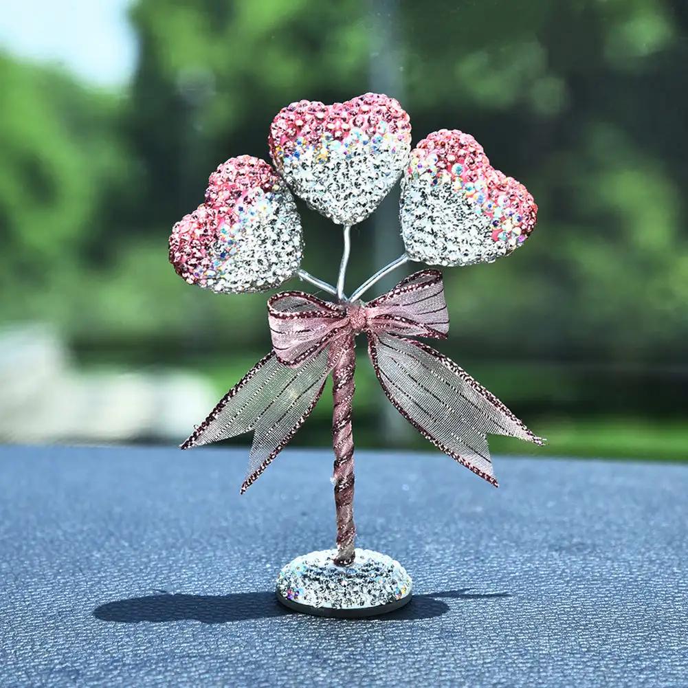 Car Ornament Center Console Decoration Cute Balloon Heart Figure Auto Interior Decoration Pink Dashboard Accessories Gifts