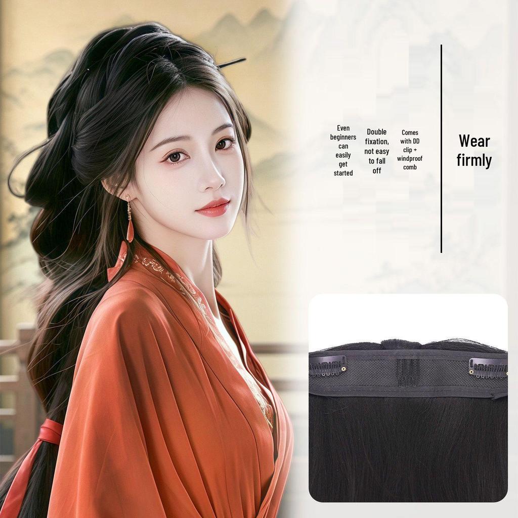 Ancient Hanfu Set: Wei Jin Headdress & Warring States Robe with Bun Styling
