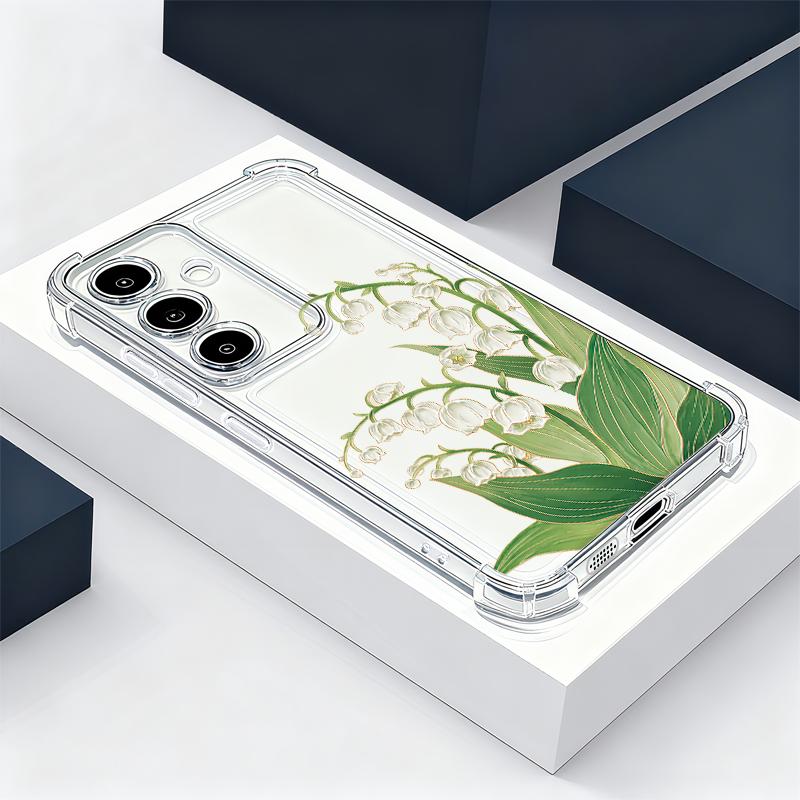Blue Purple Flower Case For Samsung Galaxy S26 S25 S24 Ultra S23 S22 Plus S21 FE A54 A15 A25 A35 A55 A16 A26 A36 A56 A17 A37 A57 5G Clear Soft Cover