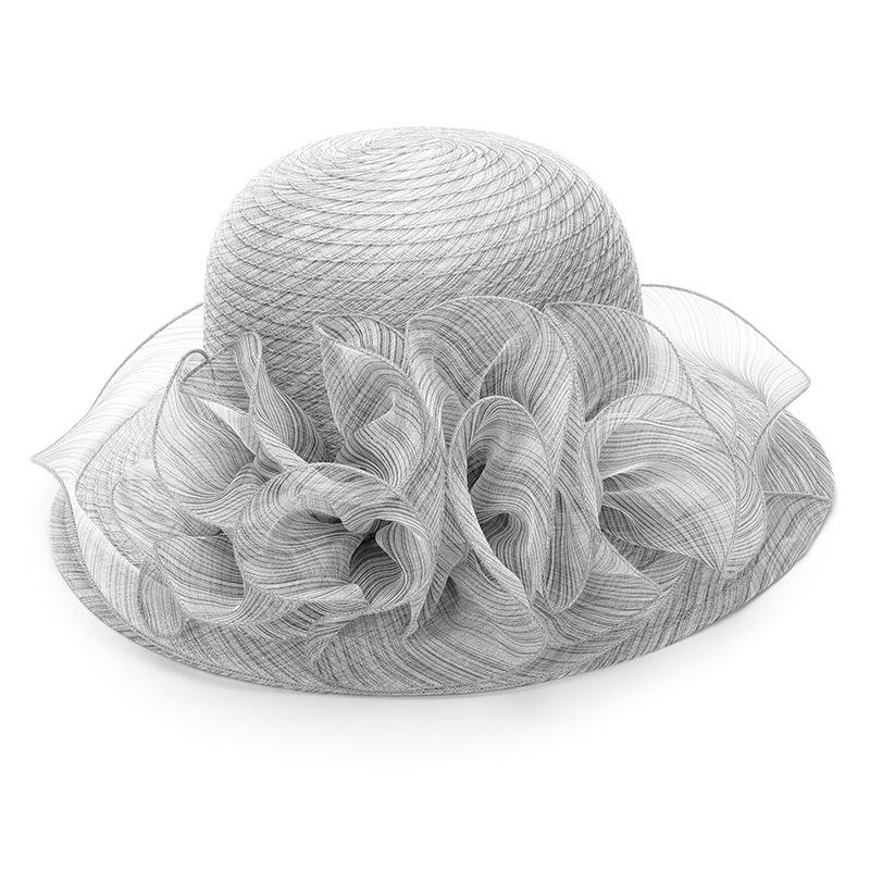 Letni kapelusz rybacki dla kobiet, kapelusz typu bucket chroniący przed słońcem z kwiatowymi akcentami, oddychające rondo z organzy, modny dodatek na zewnątrz