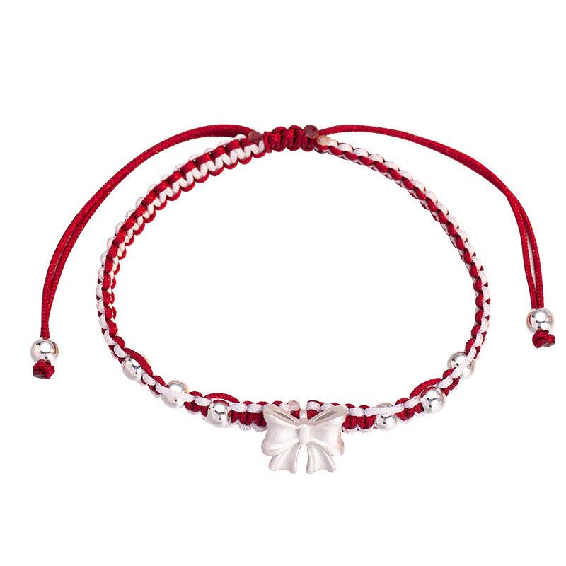 Princess Bead Bow Woven Hand Rope - Sweet Girly Student Bracelet