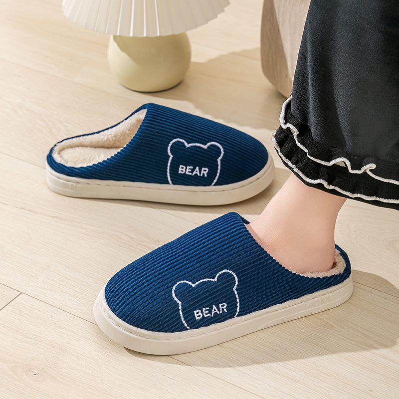 Cotton slippers autumn and winter home indoor warm plush thickened couple light outdoor cotton shoes