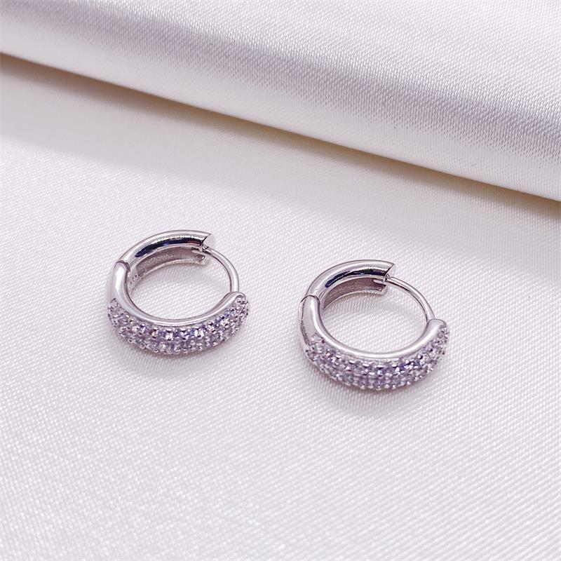 Klassische vergoldete S925 Sterling Silber Zirkon dreireihige Diamantohrringe für Damen