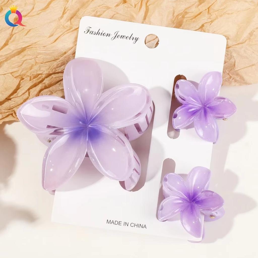 3 Pcs Hawaiian Hair Claw Clip for Women,Flower Marble Vein Hairpin Barrette Summer Vacation Beach Cute Fashion Hair Accessories