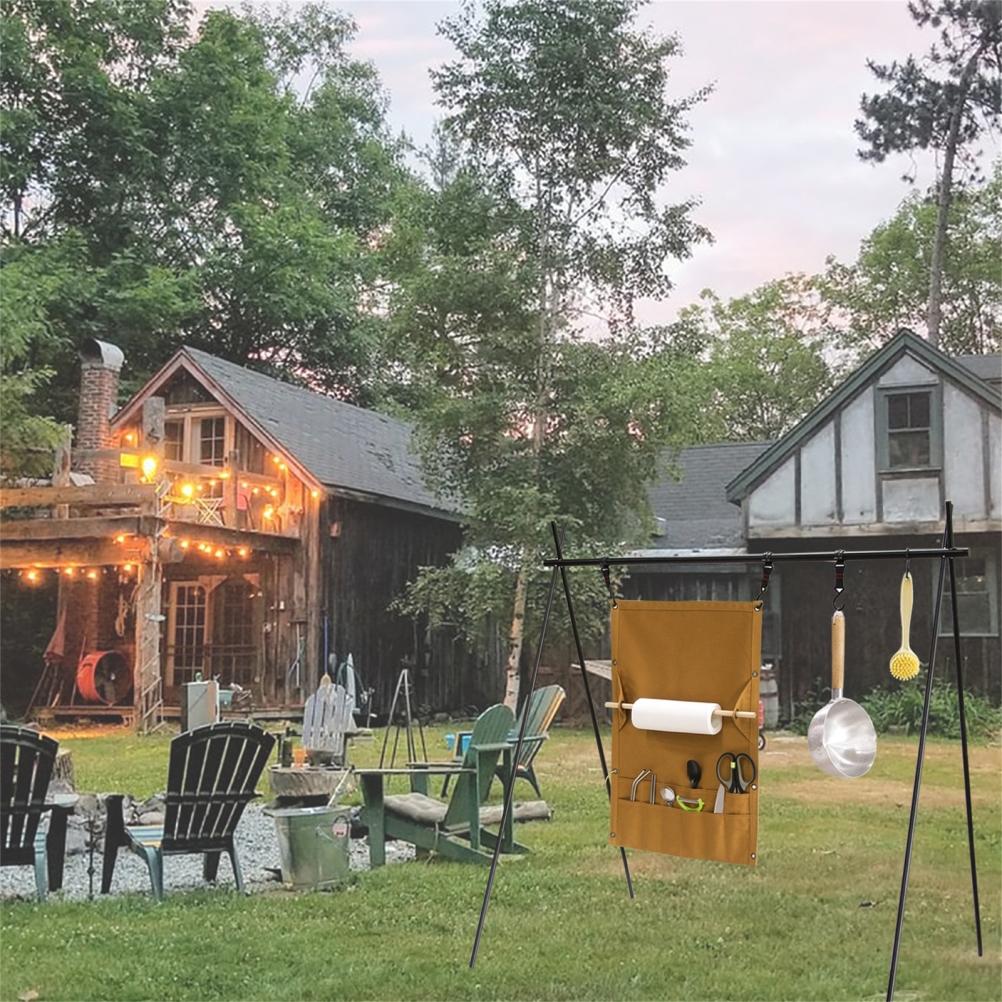 Venkovní kempingový úložný vak na nádobí Přenosný závěsný plátěný úložný vak na příbory a ubrousky Stan