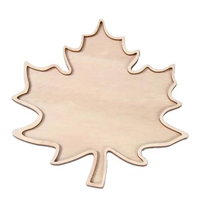 Servierplatte aus Naturholz für die Feiertage, Ahornblatt-Design mit Rillen für Snacks, Dessert, Weihnachtsfeier-Tischgeschirr