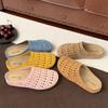 Women's shoes 2025 spring and summer new soft leather flat-bottomed bag head half slippers women's hole lazy one-pedal Boken shoes