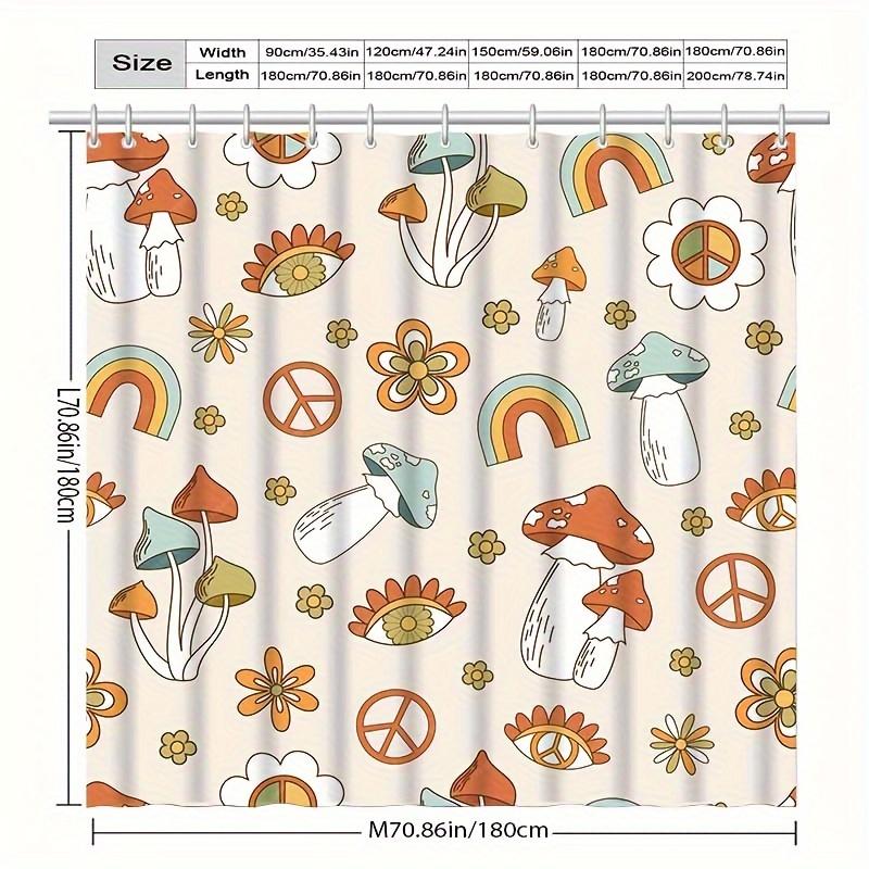 Artistic Mushroom Shower Curtain, Hooks Included, All-Season Bath Decor,  Cartoon & Arts Themed, Knit Weave
