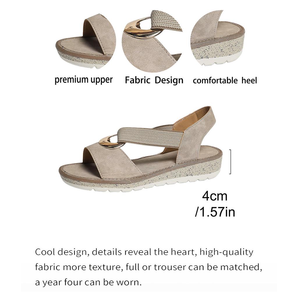 Women's Plus Size Espadrille Wedge Sandals, Metal Buckle Peep Toe Sandals