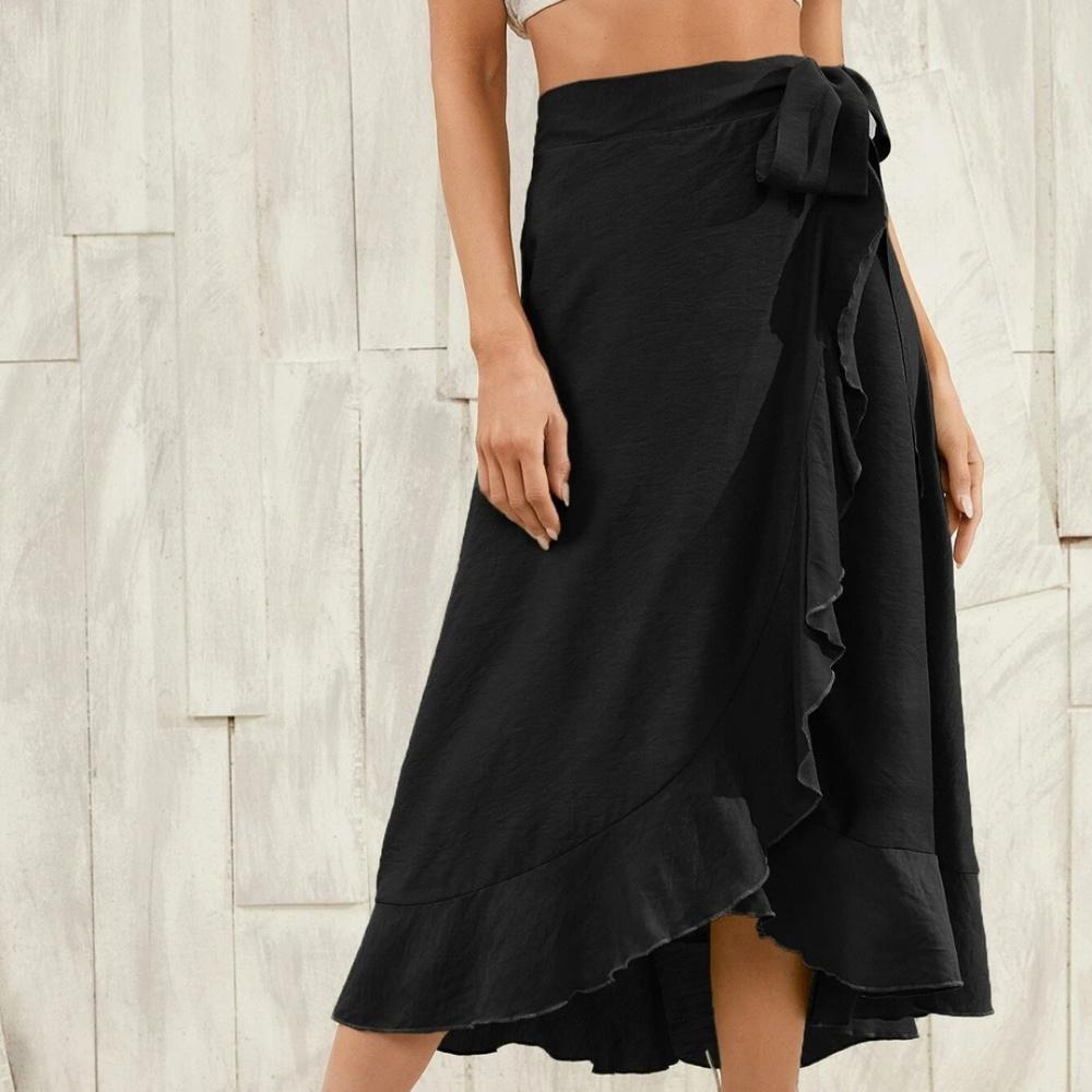 Women High Waist Skirts All-match Lady Elegant Long Skirt Retro Skirt High Waist Slim Sexy Hip Mid-length One-Step Skirts