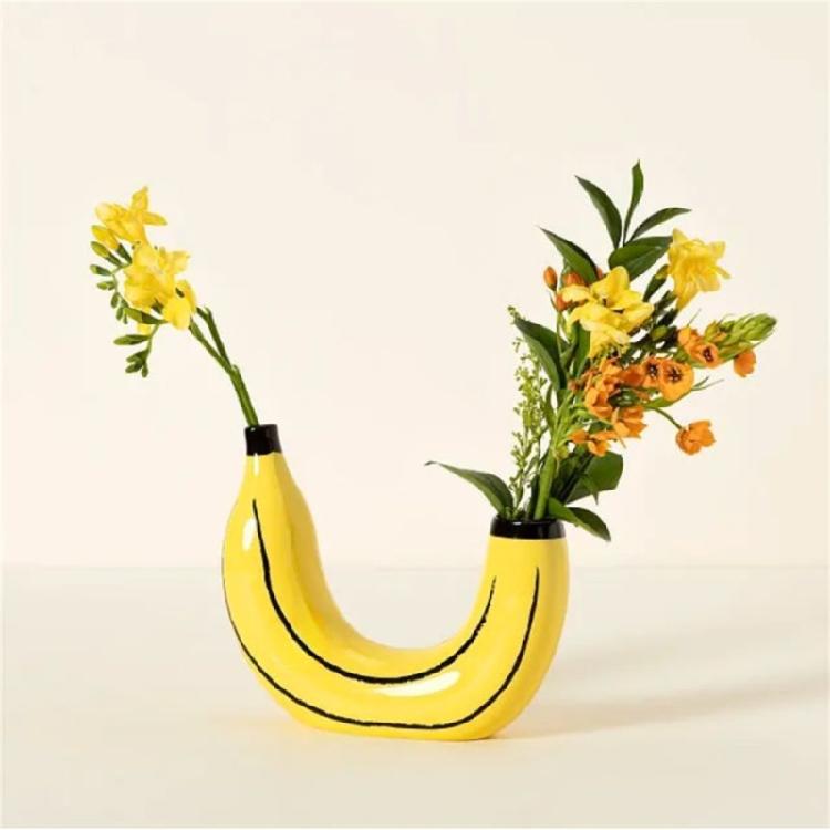 Modern Banana Shape Resins Vases Home Decors for Enhancing Living Room or Dining Table Flower Arrangement Container