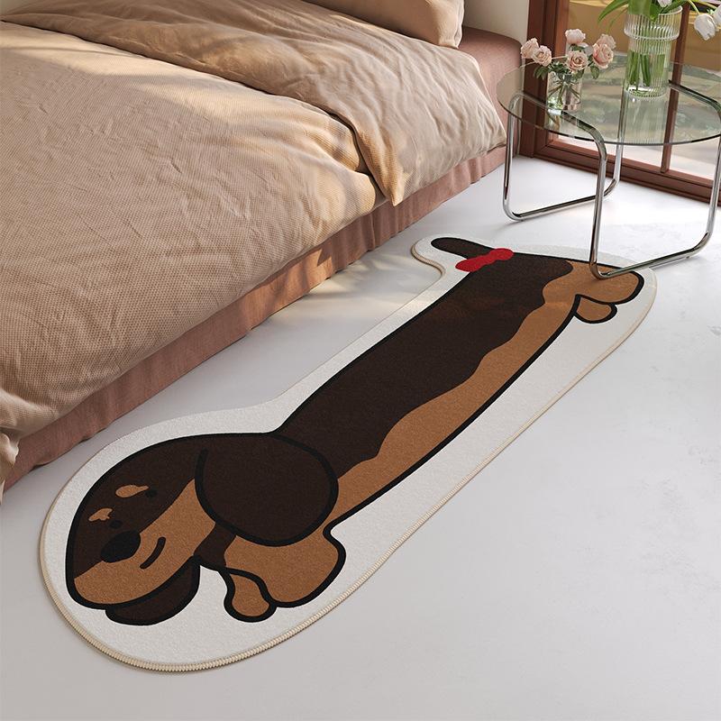 Дизайн ковра с собакой таксой Простой плюшевый домашний креативный коврик для зоны Коврик для спальни Мультяшный прикроватный ковер