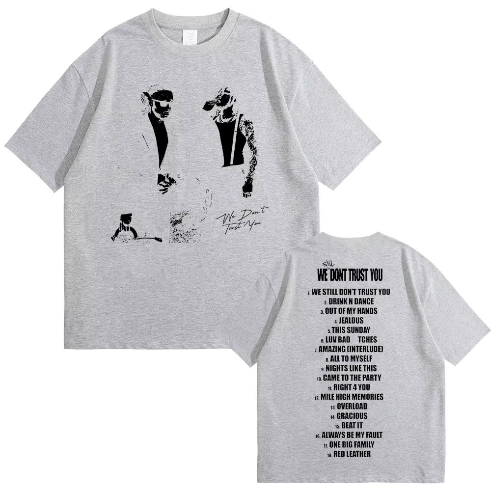 חולצת טי גרפית חדשה להיפ הופ 2024 של הראפר Future ומטרו בומין - We Don't Trust You, לגברים ונשים, קז'ואל, צווארון עגול, טי-שירט אוברסייז