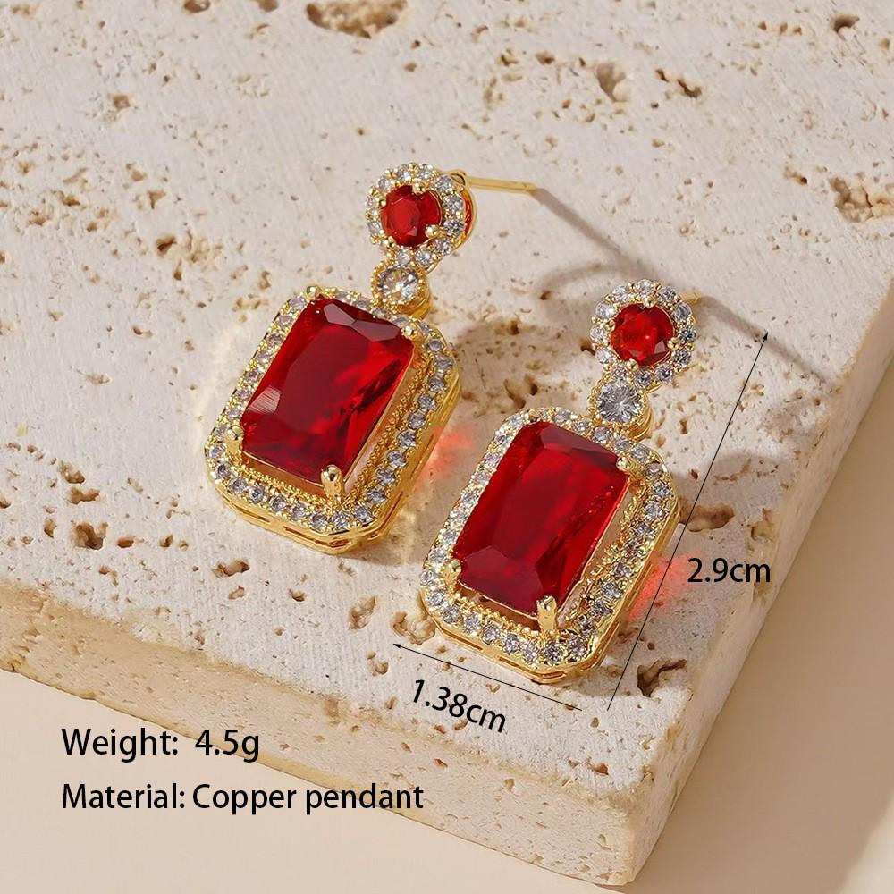 Smaragd Zirkon Ohrringe und Titanstahl Schlüsselbeinkette Set für Damen