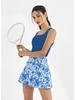 Women's Summer Activewear Set: Yoga Print Mini Skirt & Bra - Anti-Exposure for Outdoor Sports (Golf, Tennis, Badminton)