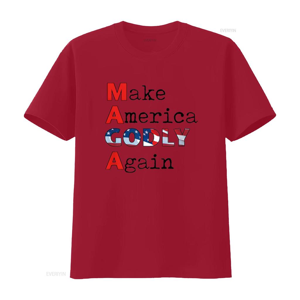 MAGA Make America GODLY Again Womens T Shirt White X Large Vintage Washed Top For Everyday Wear Streetwear Graphic Homme