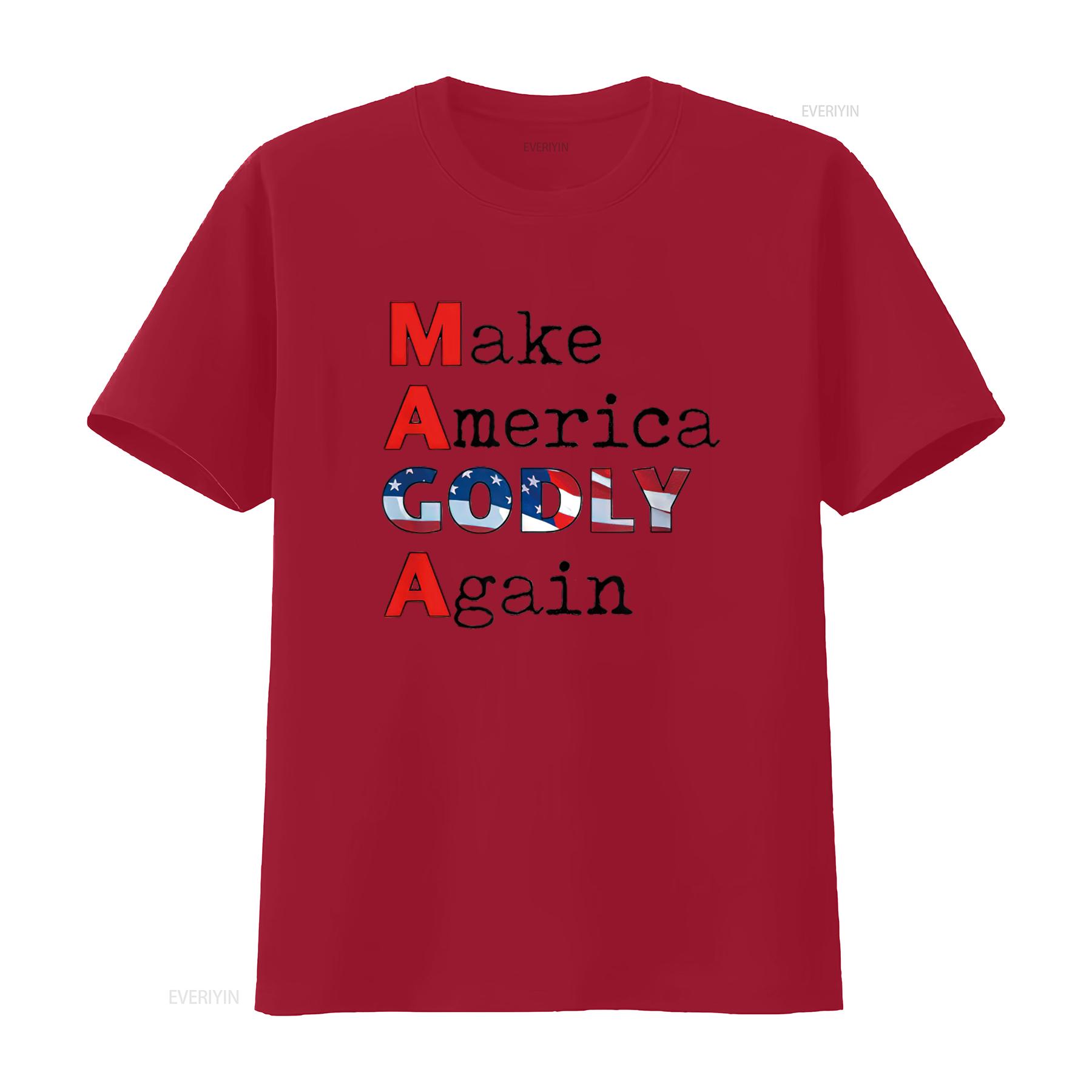 MAGA Make America GODLY Again Womens T Shirt White X Large vintage Washed Top For Everyday Wear streetwear graphic homme S