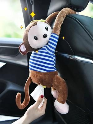 Creative Pipi Monkey Tissue Box, Automotive Accessories Tissue Roll Holder for Car Seat Back, Cartoon Cute