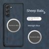 Business Retro Matte Lambskin Leather Case For Samsung M56/16 A56/36/26/16/06 A55/35/25 Metal Magnetic Car Holder TPU Soft Cover