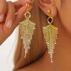 European and American Gradient Color Full Diamond Tassel Long Earrings with High-end Water Diamond Earrings and Ear Accessories